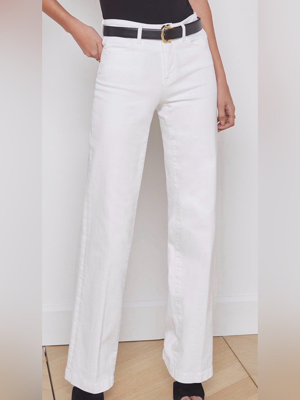 🤍 NWT L’AGENCE Clayton White High-Rise Wide Leg Jeans Size 31